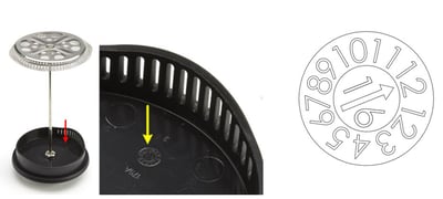The date code dial is printed on the inside of the Bialetti coffee press plunger lid.